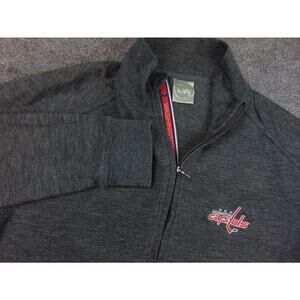 Washington Capitals Sweater Mens Med Gray Quarter Zip Knit Hockey